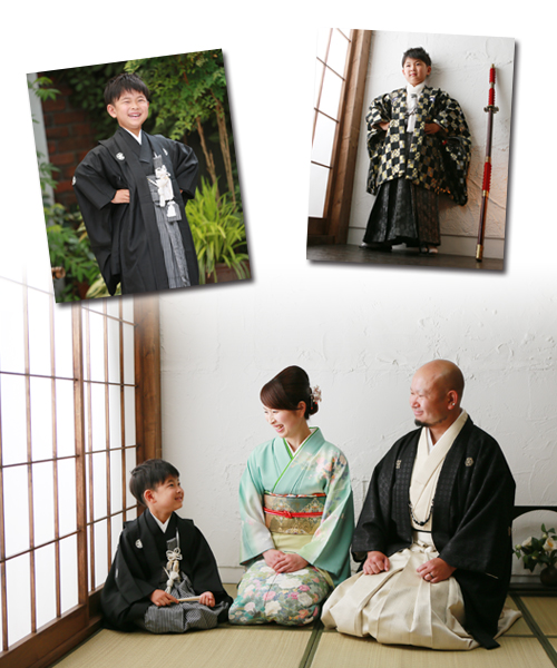 祝５歳　家族みんなで和装