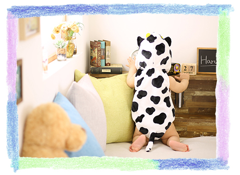 年賀状に牛さん着ぐるみオススメですぅ