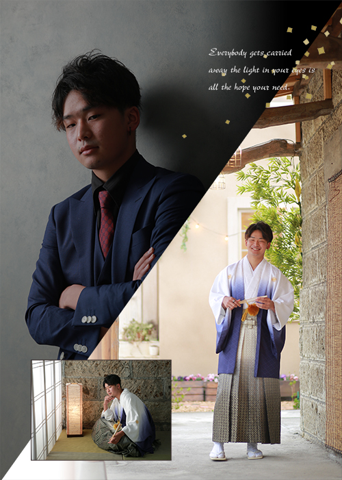 ご成人男性、お着物＆スーツで！