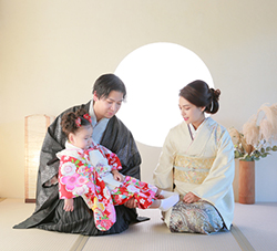 七五三　3歳　レンタル　撮影　家族和装