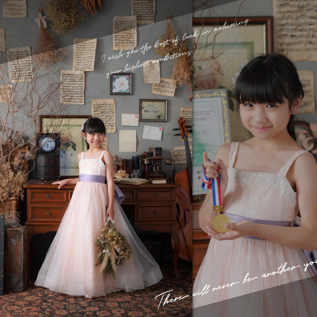 ピアノ演奏用のドレスで@ハーフ成人式ユニフォーム撮影